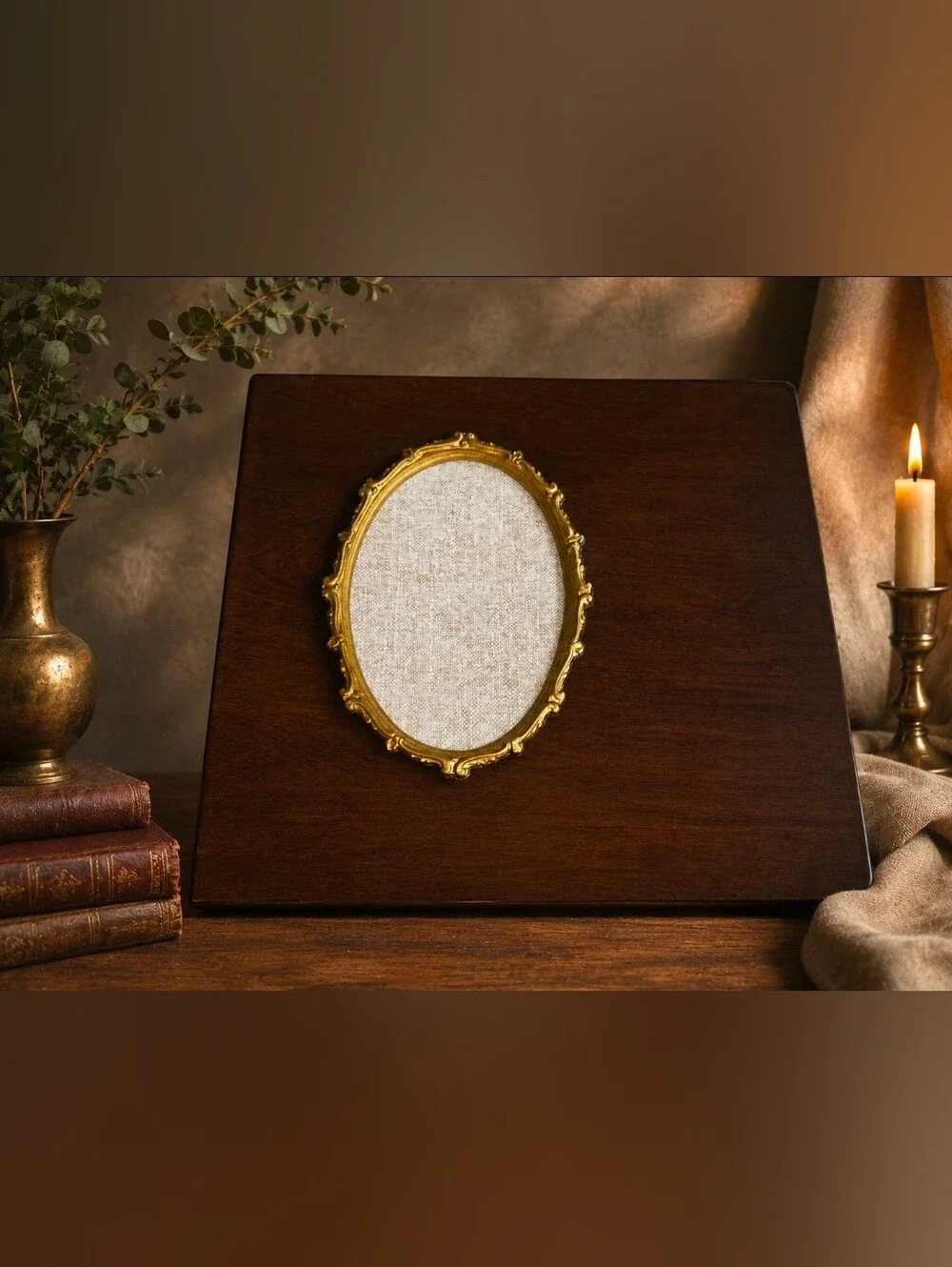 Gold Ornate Oval Vintage Photo Album